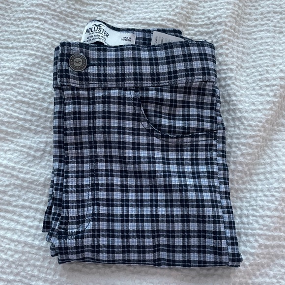 NWOT Hollister Blue Plaid Work Pants / Trousers - Picture 3 of 5